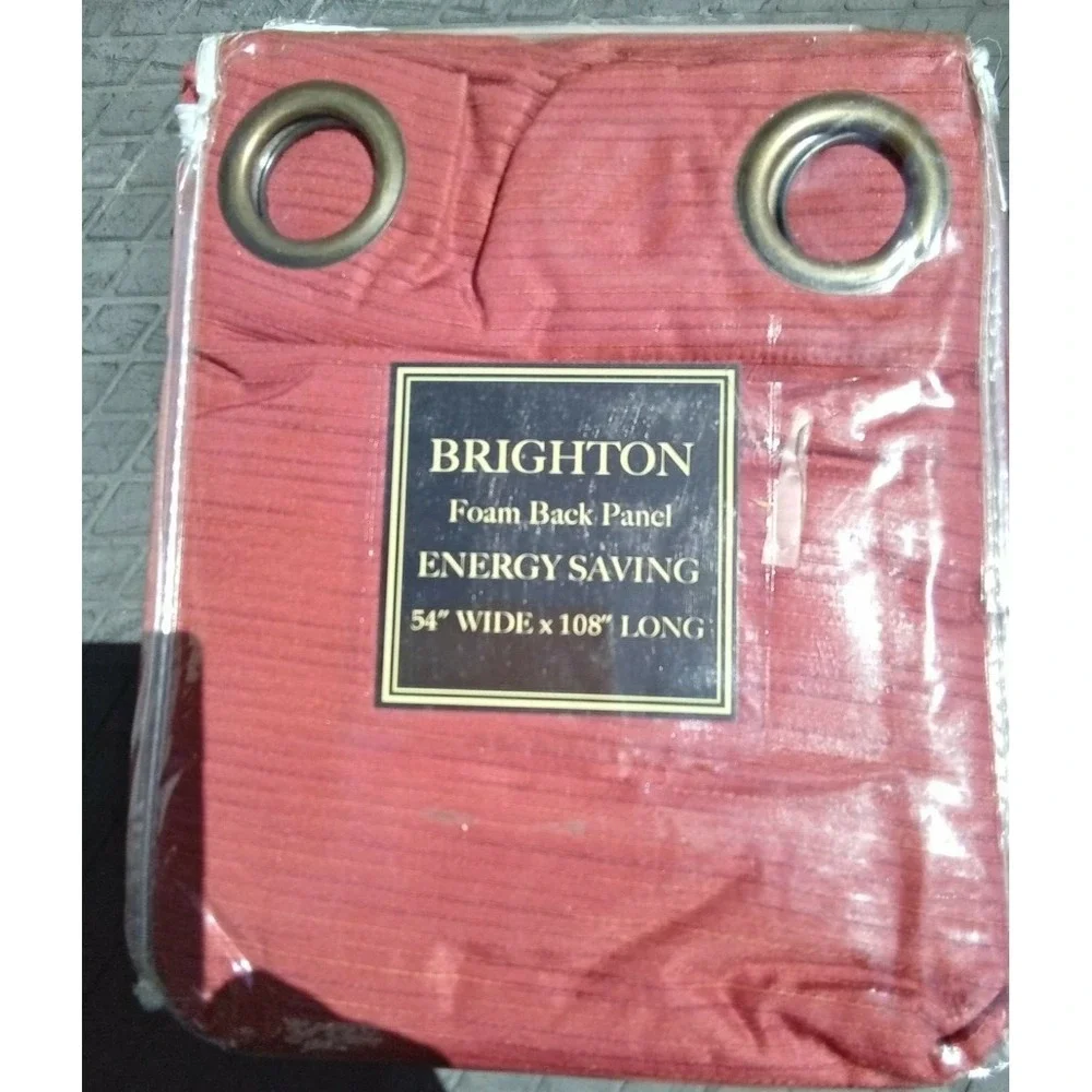 Brighton Energy Saving Foam Back Woven Curtain Panel 54x108 Brick Red Grommet‎